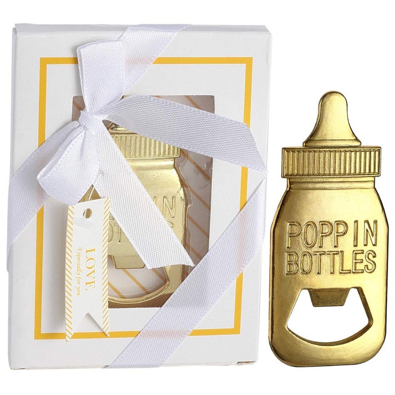 YFS 6 Pcs White Bottle Opener Baby Shower Return Gifts for Guest, Rose Gold Feeding Bottle Opener Wedding Favors,Super cute Party Favors Gift - Image 1